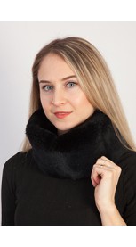 Black rex rabbit fur neck warmer